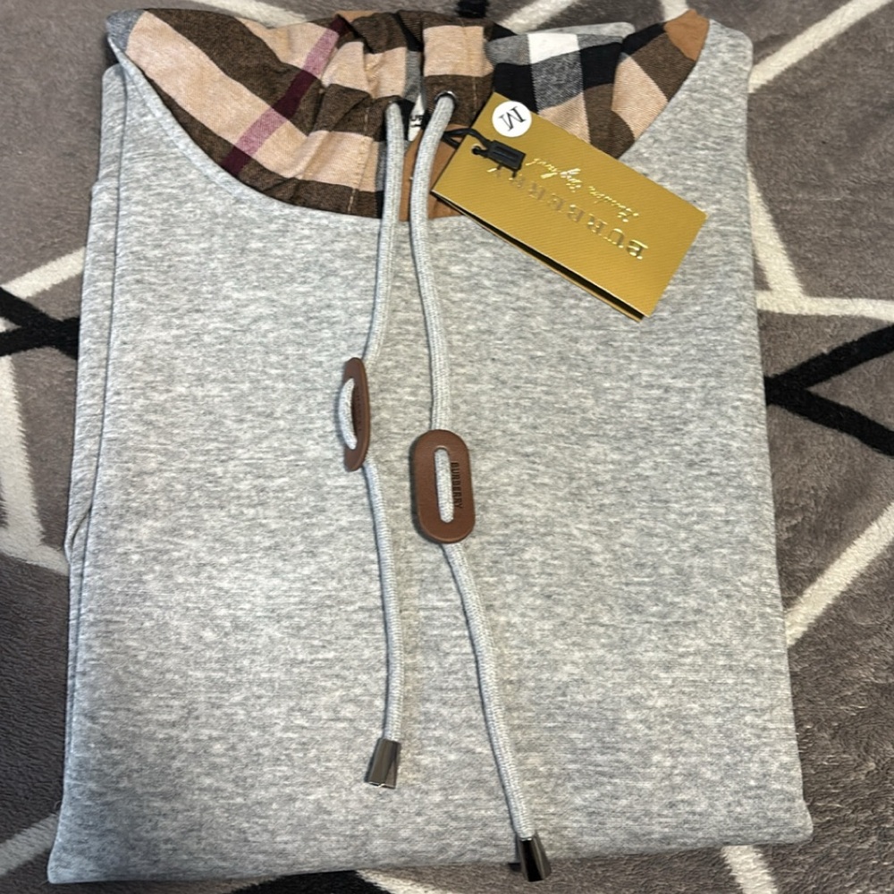 Grey Burberry zip up hoodie